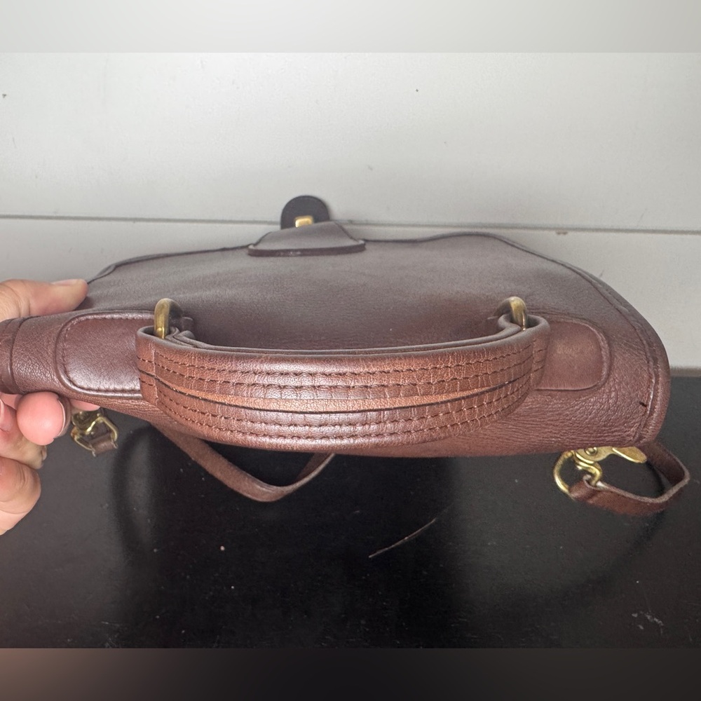 Vintage Coach Station Bag 5130 Brown Leather Crossbody Turnlock Bag 90s Classic - Picture 7 of 16